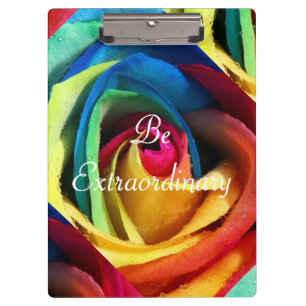 Be Extraordinary/Artsy Geometric Rainbow Rose Clipboard