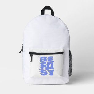 BE FAST - Dynamic Blue Typography White Backpack