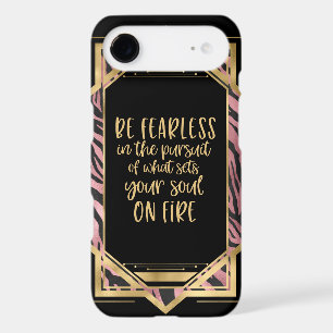 Be Fearless Quote Pink Leopard Print Art Deco