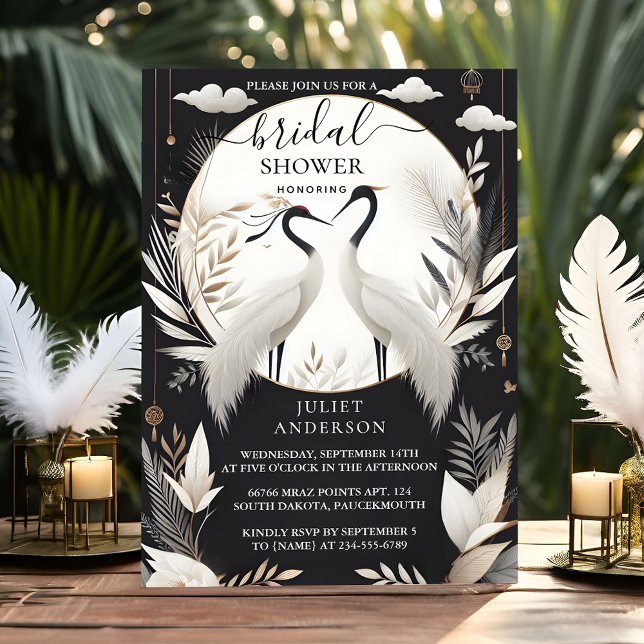 Be Feather Asian Sky Cloud Crane Fun Bridal Shower Invitation (Creator Uploaded)