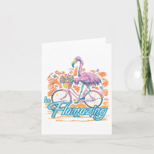 Be Flamazing Funny Flamingo Bicycle Lover Summer V Card
