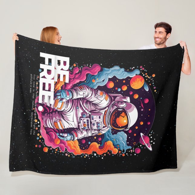 BE FREE Astronaut design Fleece Blanket (In Situ)