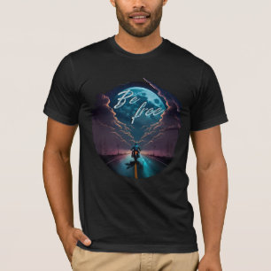Be Free   Motorcycle riding by moonlight T-Shirt