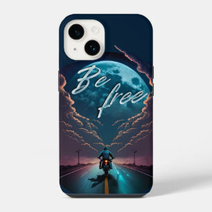 Be Free Motorcycle riding by moonlight T-Shirt iPhone 14 Case
