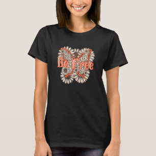 Be Free Retro Designs Hippie Boho Butterfly Sunflo T-Shirt
