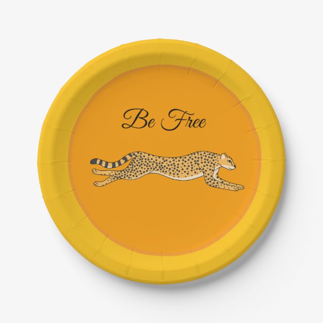 Be Free Running Cheetah Paper Plates (Front)