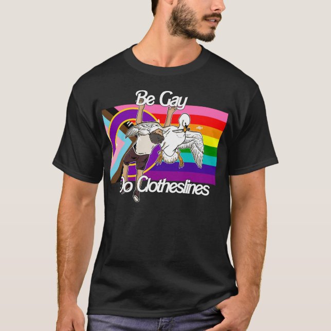 Be Gay Do Clotheslines T-Shirt (Front)