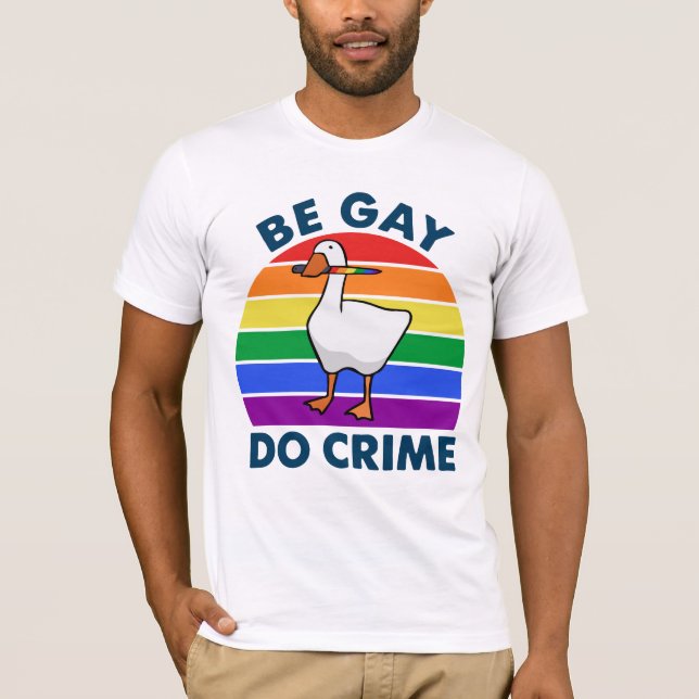 Be Gay Do Crime Goose Colour Rainbow Knife T-Shirt (Front)