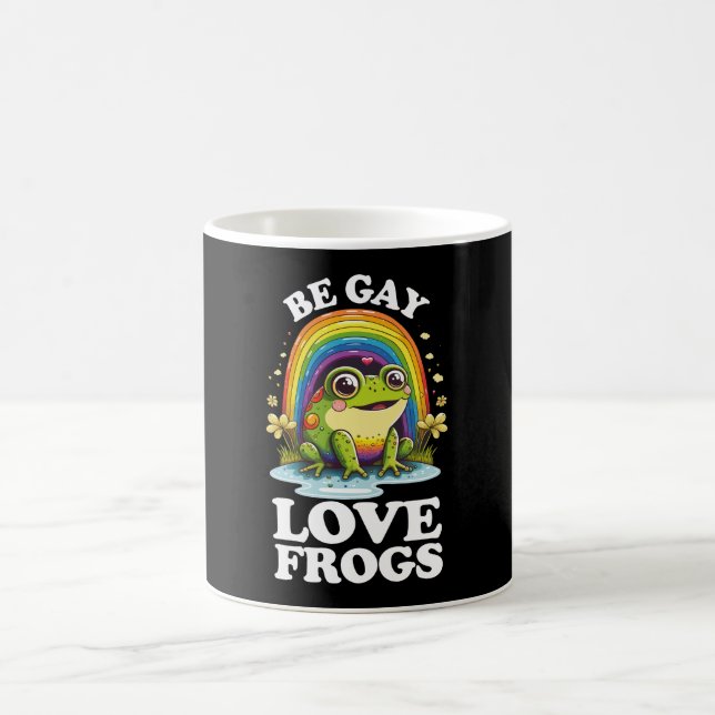 Be Gay Love Frogs Funny LGBTQ Pride Rainbow Retro Coffee Mug (Center)