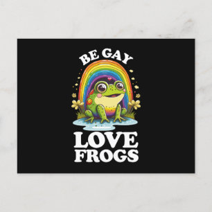 Be Gay Love Frogs Funny LGBTQ Pride Rainbow Retro Postcard