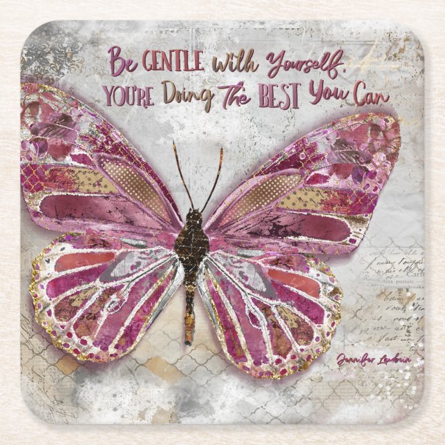 Be Gentle Square Paper Coaster (Front)