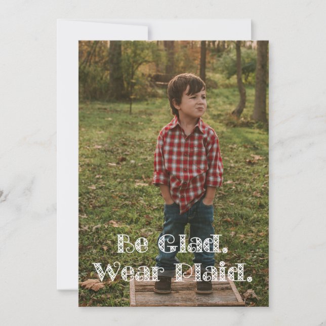 Be Glad. Wear Plaid Holiday Card (Front)