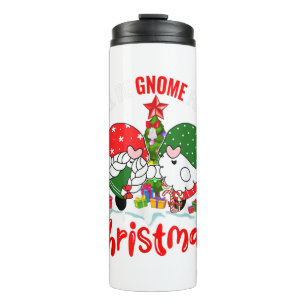 Be Gnome For Xmas Couple Gnomes Christmas Tree Lig Thermal Tumbler