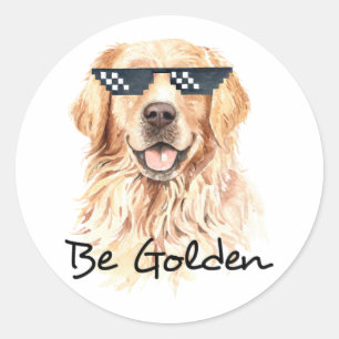 Be Golden Golden Retriever Classic Round Sticker