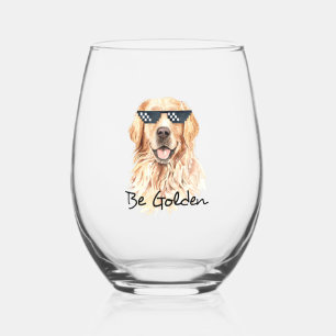 Be Golden Golden Retriever Stemless Wine Glass