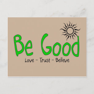 be good logo bright green w/ brown back postcard