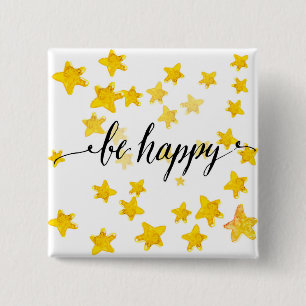 Be Happy 3 15 Cm Square Badge