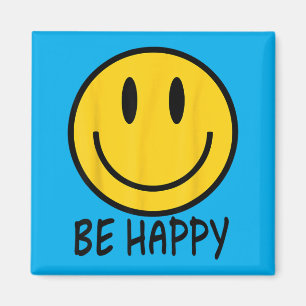 Be Happy 70s 80s Yellow Smile Face Happy Smiling Magnet