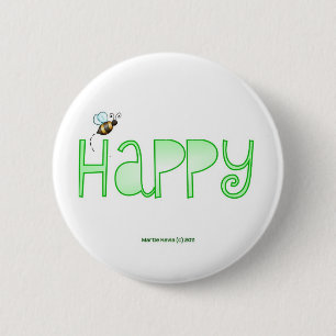 Be Happy - A Positive Word - Apparel (Green) 6 Cm Round Badge