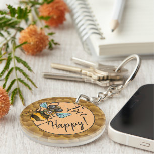 Be Happy Adorable Honeybee Key Ring