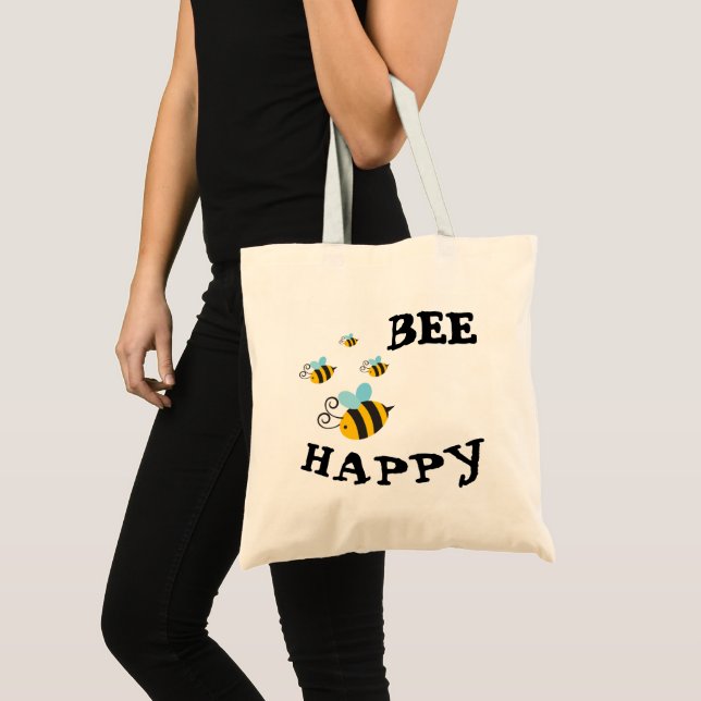 "Be Happy"  Amazing Tote Bag (Front (Product))