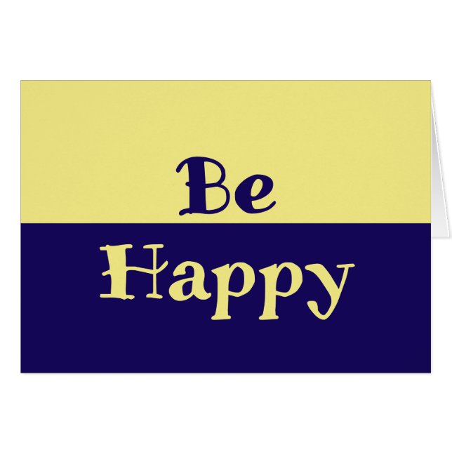 Be Happy Blank Cards (Butter Yellow & Navy Blue) (Front Horizontal)