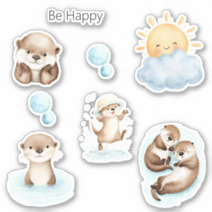 Be Happy Blue River Cute Otter  