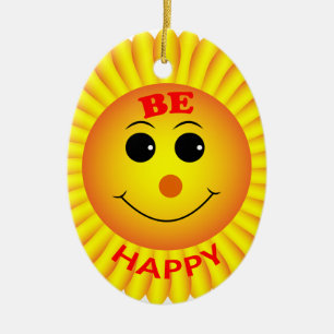 Be Happy Ceramic Tree Decoration