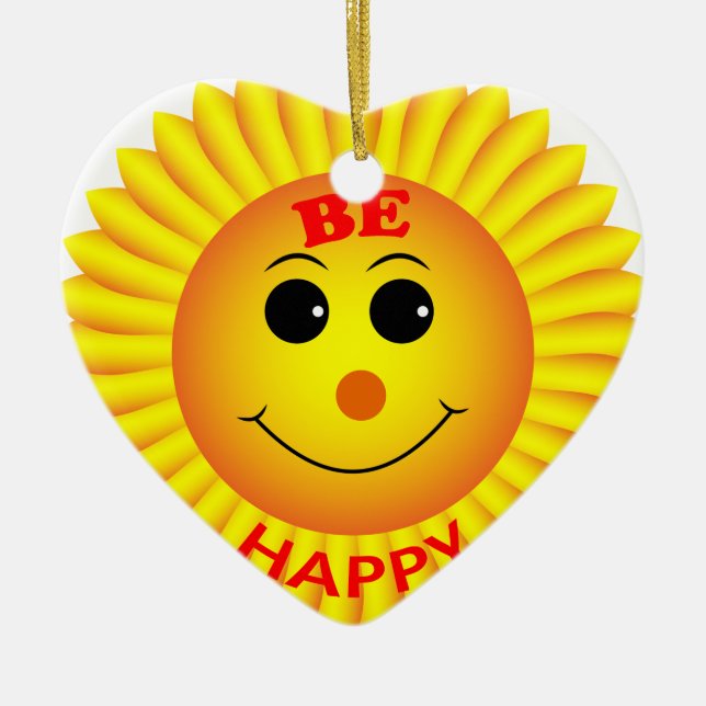 Be Happy Ceramic Tree Decoration (Front)