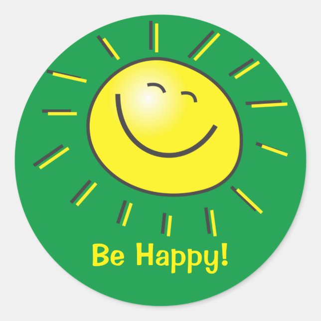 Be Happy! Classic Round Sticker (Front)