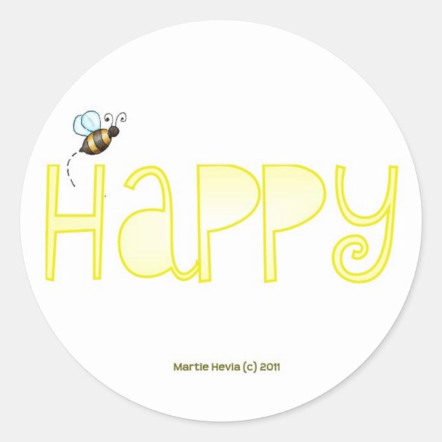 Be Happy Classic Round Sticker (Front)