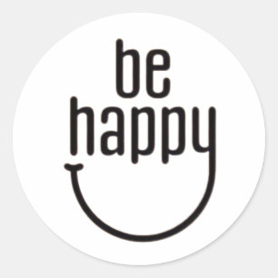 be happy classic round sticker