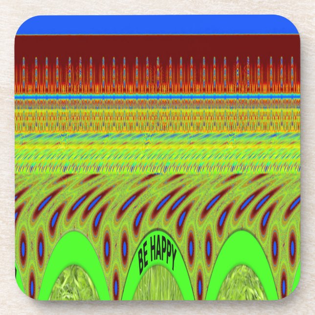 Be Happy Colourful Polka Dot Motif Gift Coaster (Front)