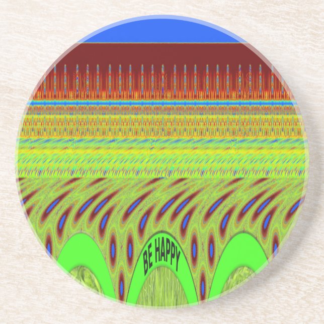 Be Happy Colourful Polka Dot Motif Gift Coaster (Front)