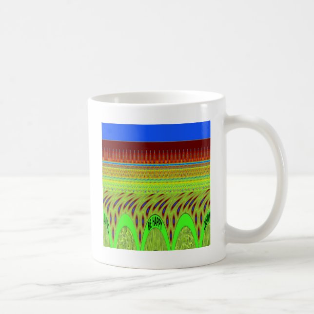 Be Happy Colourful Polka Dot Motif Gift Coffee Mug (Right)