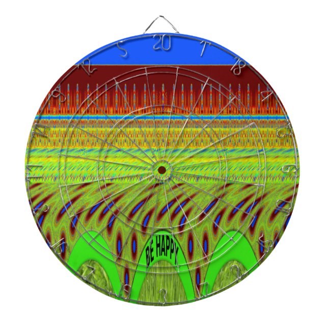 Be Happy Colourful Polka Dot Motif Gift Dartboard (Front)