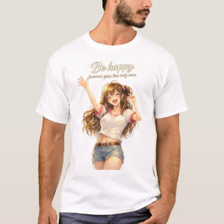 Be Happy Cute Anime Girl T-Shirt