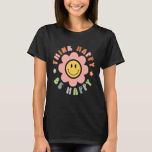 Be Happy Cute Daisy Smile Face Pink Flower Retro G T-Shirt