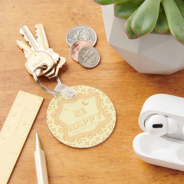 Be Happy Cute Little Stars Pattern Keychain (Desk)