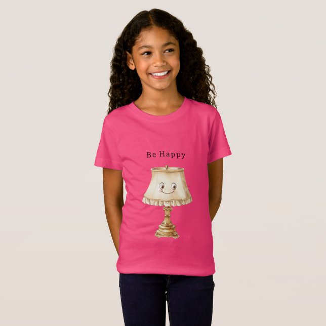 Be Happy Cute Smiling Lamp T-Shirt (Front Full)