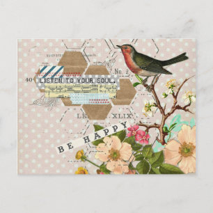 Be Happy Digital Collage Postcard