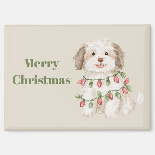 Be Happy Dog Christmas Lights Magnet
