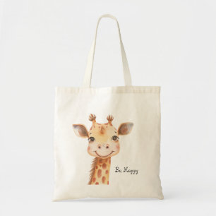 Be Happy Giraffe Elephant Tote Bag