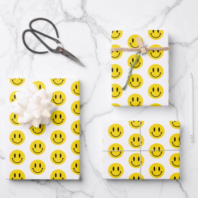 Be Happy Grinning Face Funny Any background colour Wrapping Paper Sheet (Front)