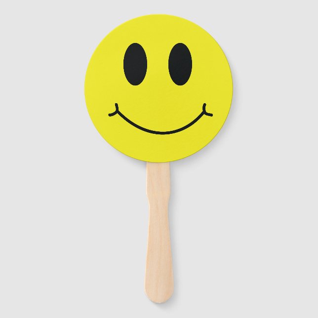 Be Happy Grinning Face Funny Hand Fan (Front)