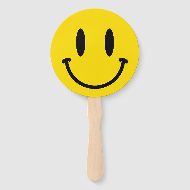 Be Happy Grinning Face Funny Hand Fan (Front)