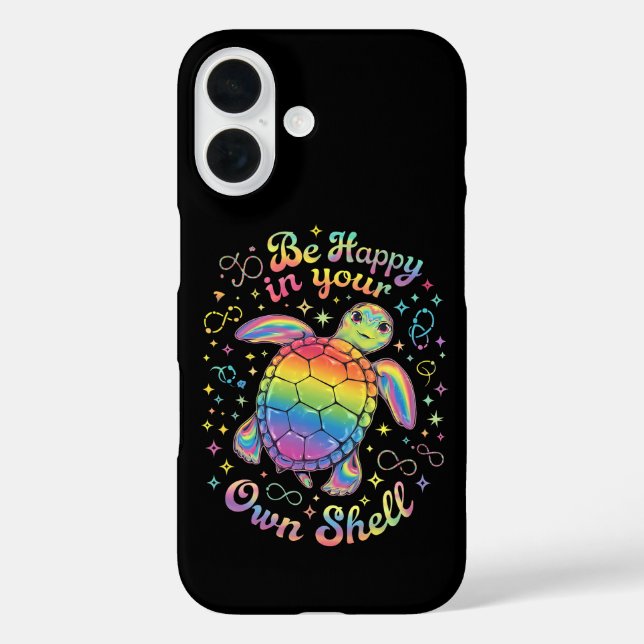 Be Happy In Your Own Shell Rainbow Turtle Autism Case-Mate iPhone Case (Back)
