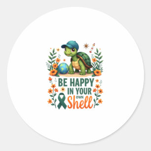 Be Happy In Your Own Shell Turtle Autism Awareness Classic Round Sticker
