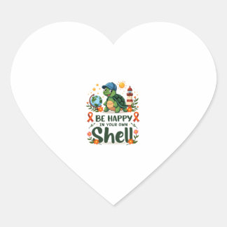 Be Happy In Your Own Shell Turtle Autism Awareness Heart Sticker