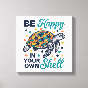 Be Happy In Your Own Shell Turtle Shirt Design_1 Canvas Print